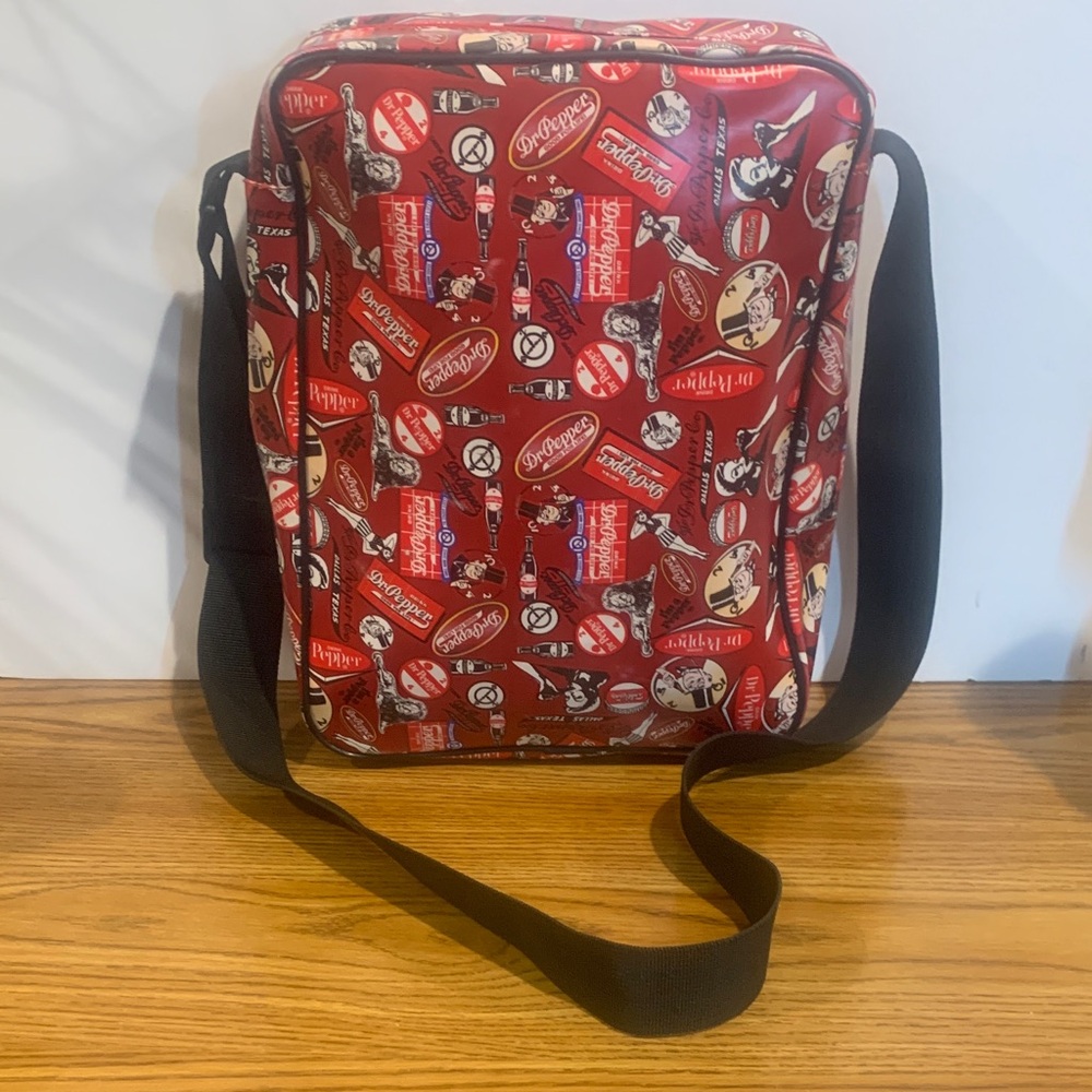 Vintage-Inspired Red Graphic Messenger Bag